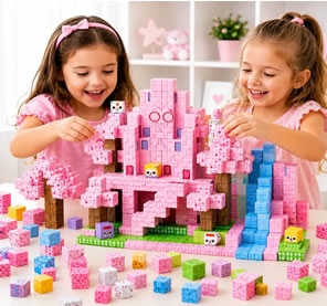 Blocos Magnéticos Princesa 80 Peças Montar Construção Rosa