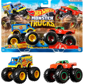 Monster Trucks Veículo de Brinquedo Pacote Surpresa 2 Carros Escala 1:64 Hot Wheels
