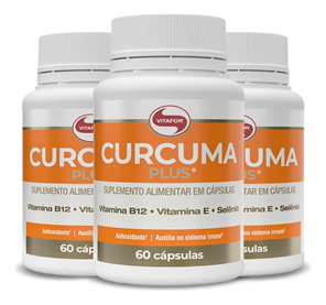 Kit 3 Curcuma Plus Vitafor 60 Cápsulas Cúrcuma Vitamina B12 E Selênio