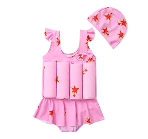 Conjunto De Banho Flutuante Para Meninas E Touca De Natação